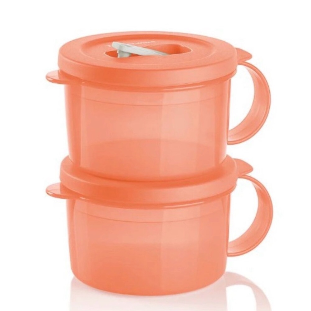 Tupperware CrystalWave® PLUS Microwave Soup Mugs - Set of 2 - Cosy Rosy